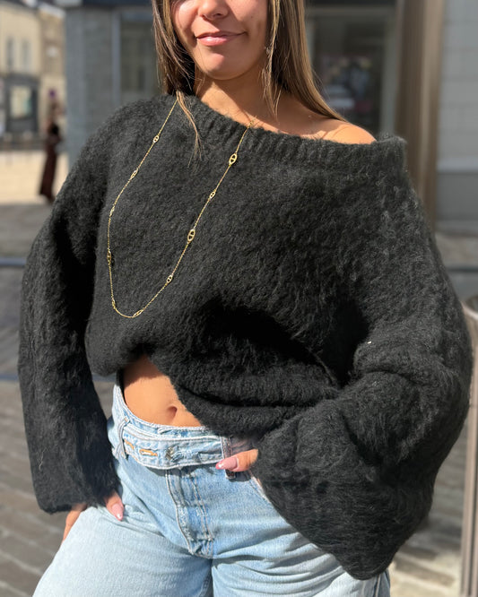 Pull épaule dénudée noir