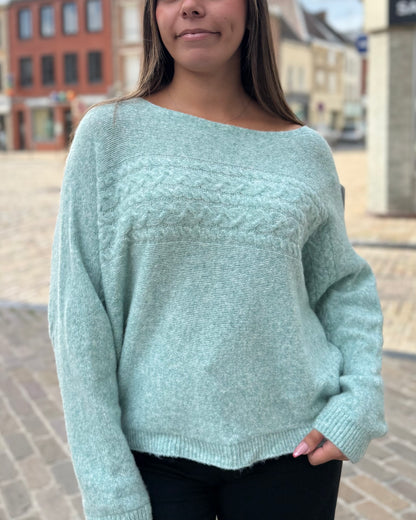 Pull col bateau turquoise