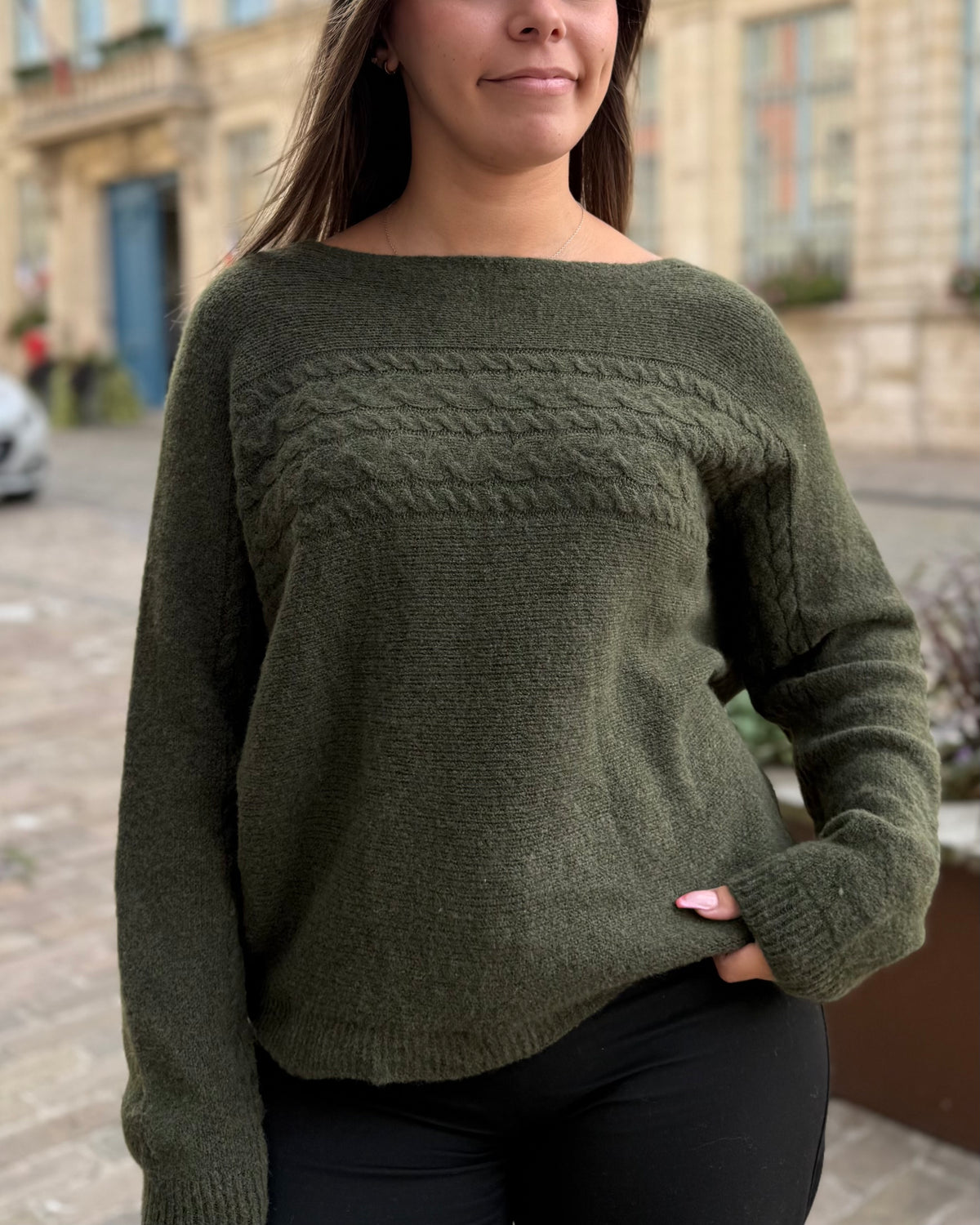 Pull col bateau kaki