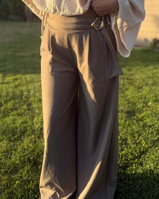 Pantalon fluide taupe