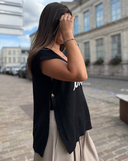 Pull sans manches Smile noir